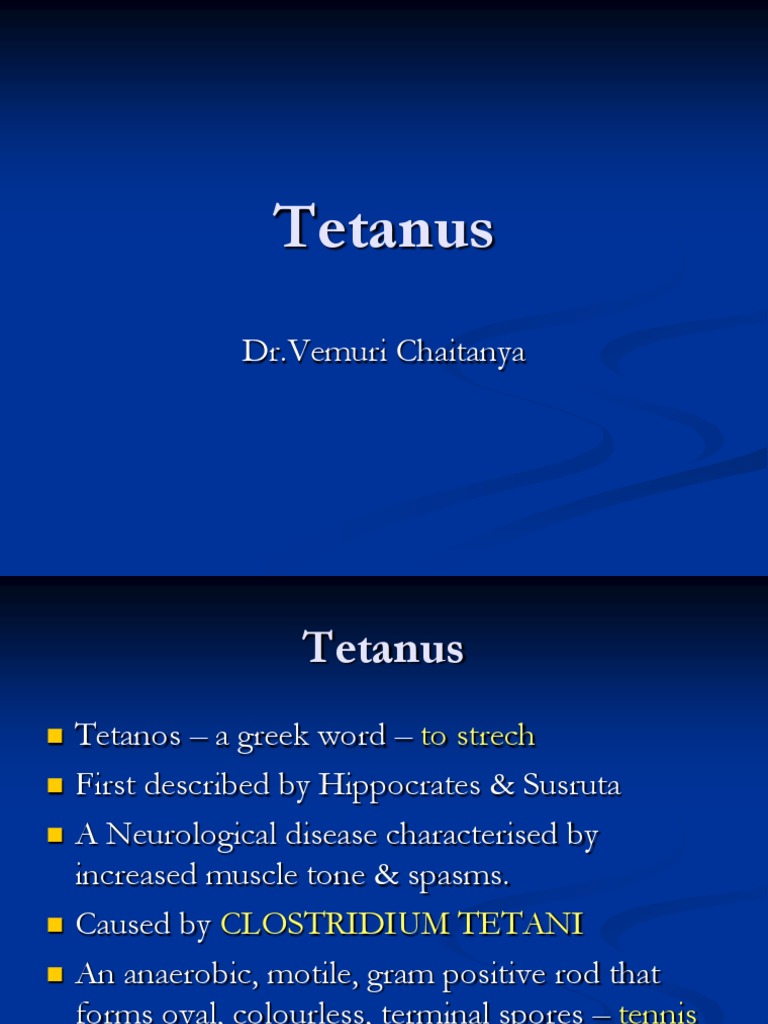Tetanus: Pathophysiology and Management | PDF | Immunology | Health ...