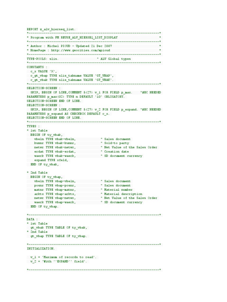Alv Demo of FM Reuse Alv Hierseq List Display | PDF | Computer ...