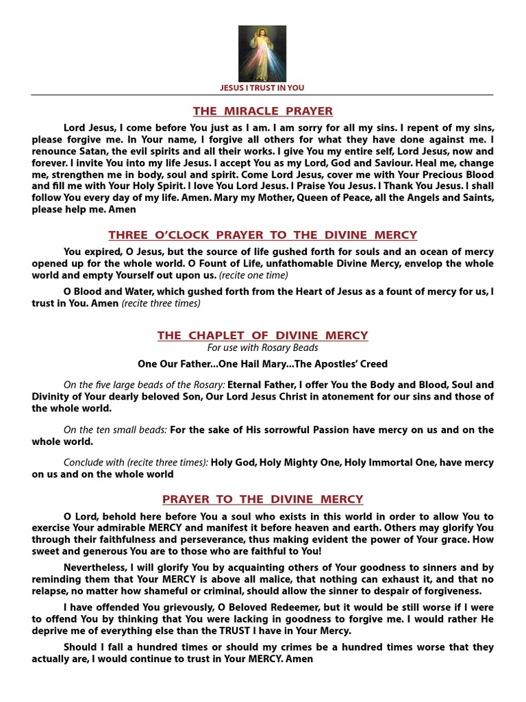Divine Mercy Prayers | PDF | Theology | Religious Belief And Doctrine
