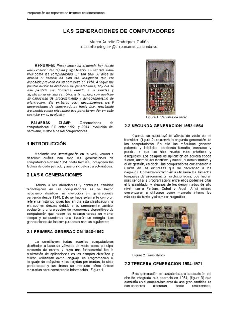 Generaciones de Computadores | PDF | Hardware de la computadora ...