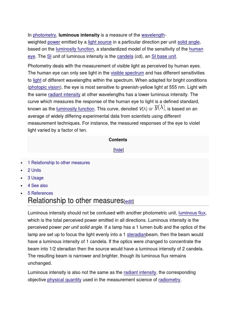 Understanding Luminous Intensity | PDF