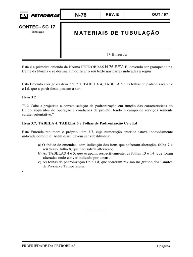 N-0076 - Materiais de Tubulação | Download grátis PDF | Padronização ...