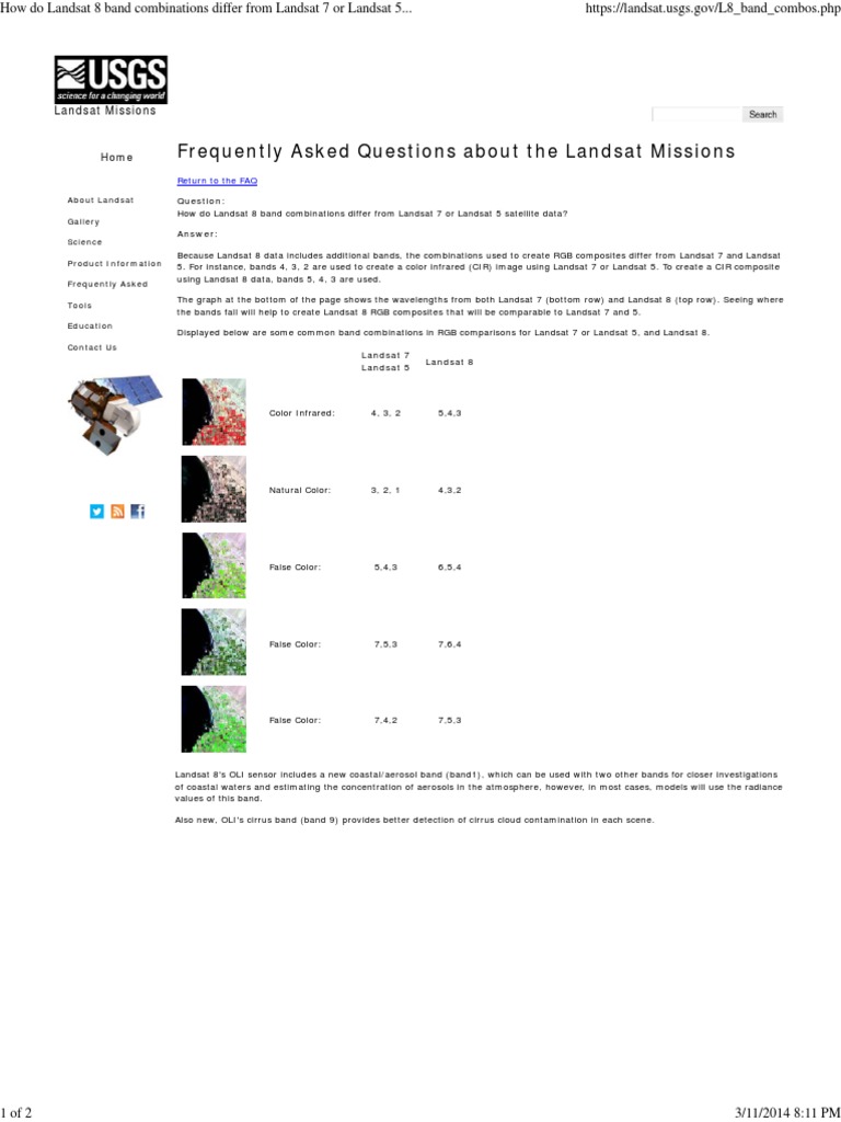 Landsat 8 vs 7 & 5 Band Differences | PDF | Teaching Methods ...