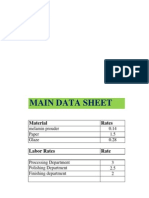 Cost Sheet