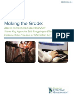 Making The Grade: Access To Information Scorecard 2014 Shows Key Agencies Still Struggling To Effectively Implement The Freedom of Information Act