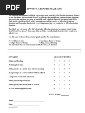 Epworth Sleepiness Scale | PDF