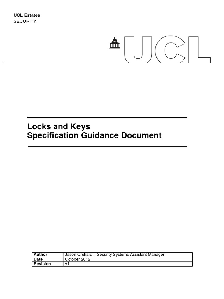 Locks and Keys Specification Guidance Document Security
