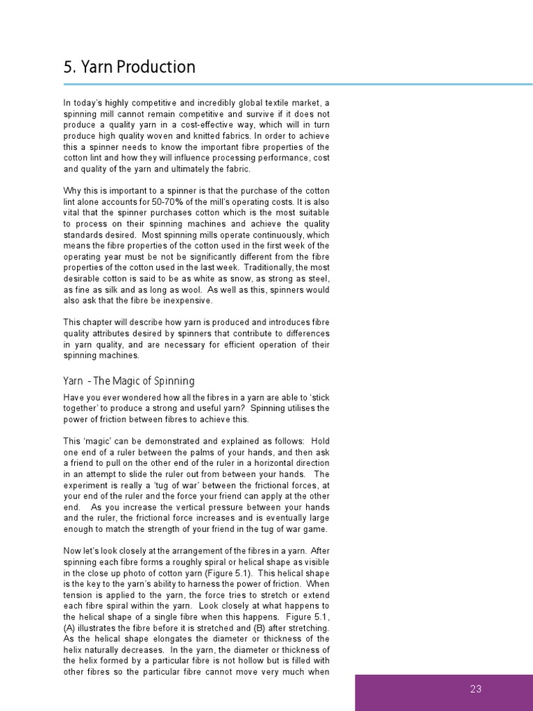 FP 5 Yarn Production | PDF | Spinning (Textiles) | Yarn