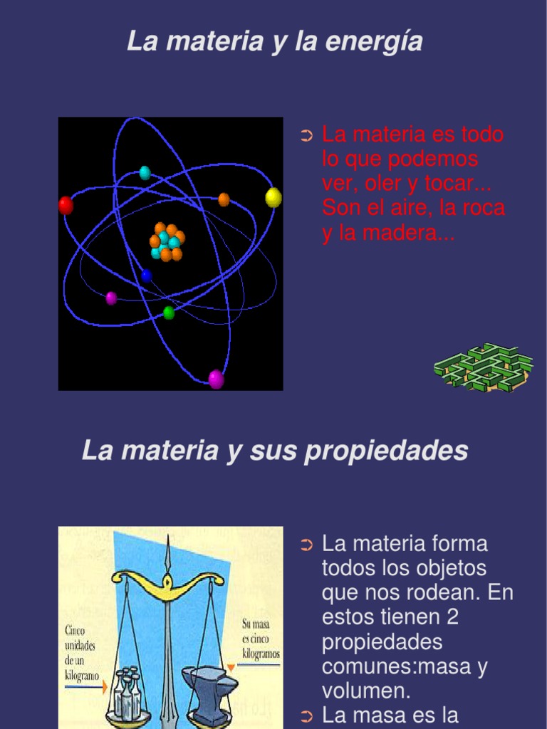 La materia y la energía La materia es todo lo que podemos
