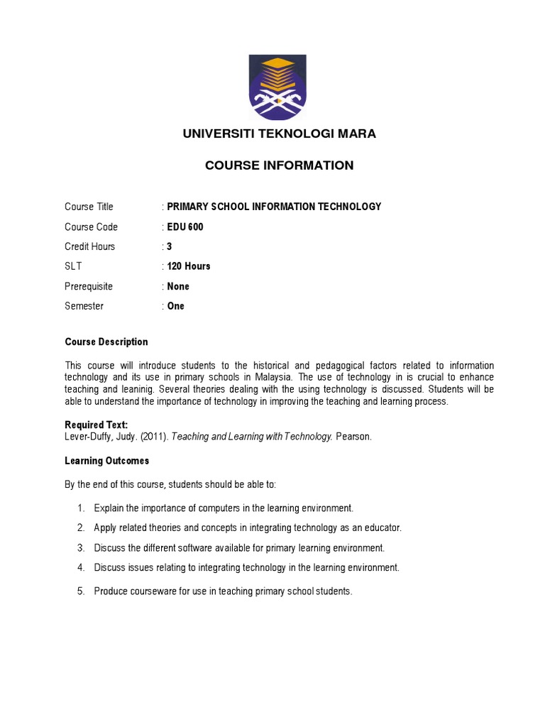 Edu 600 - Course Information | PDF