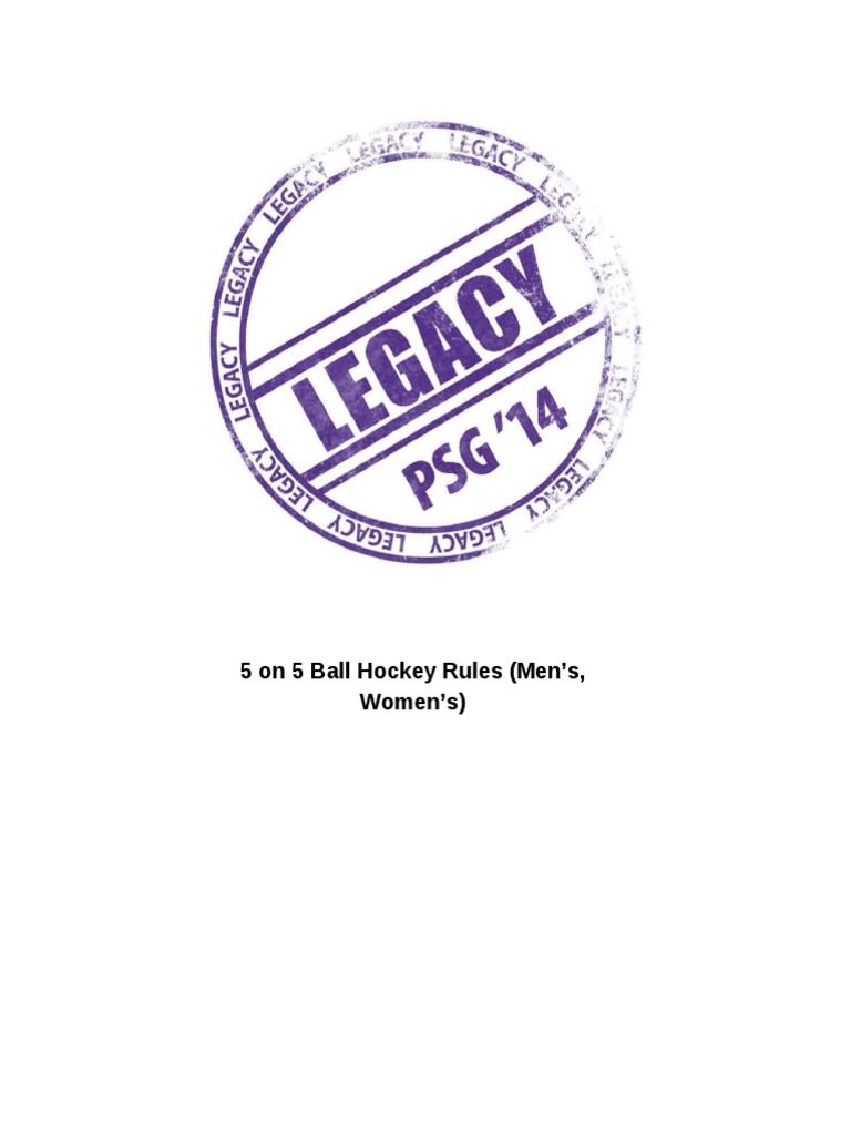PSG 2014 Ball Hockey Rules (Men and Women) PDF Teams Athletic Sports