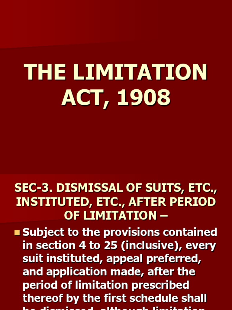 The Limitation Act, 1908 PDF Lawsuit Judgment (Law)