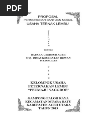 Proposal Permohonan Bantuan Ternak Lembu Pdf