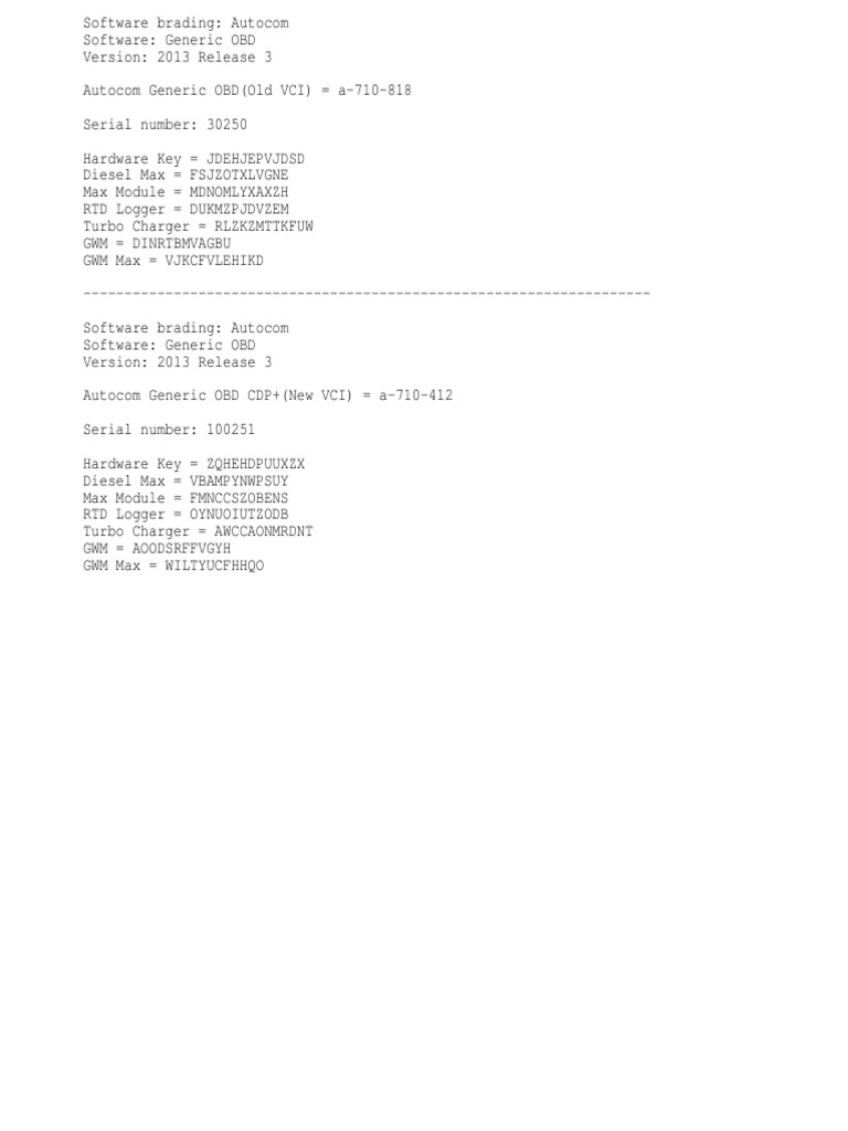 Autocom Serial Changer