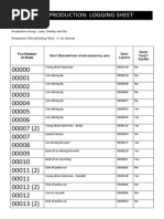 Documentary Logging Sheet