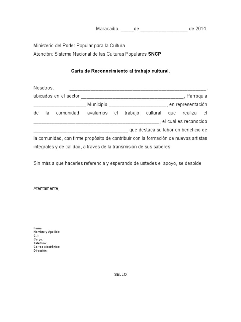 7. Carta Modelo de Reconocimiento