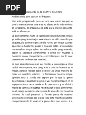 El Quinto Acuerdo Mentira Verdad Inspirada en la sabiduría tolteca, el quinto acuerdo sigue iniciando al lector en el fascinante camino del nagual, un aprendizaje espiritual rotundo de la mano del si los cuatro acuerdos enseñaba al lector las técnicas chamánicas para dejar atrás viejos sistemas de creencias, el quinto acuerdo. scribd