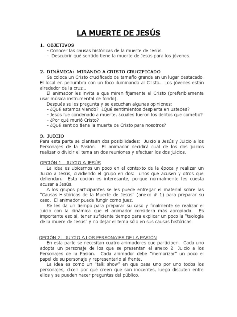 La Muerte de Jesús: Reflexión Juvenil | PDF | Crucifixion de jesus | Jesús