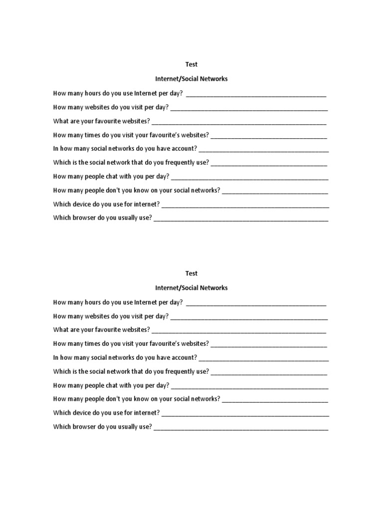 Internet and Social Media Usage Survey | PDF