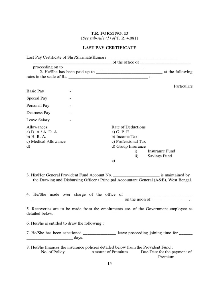 Last pay certificate insurance tax deduction