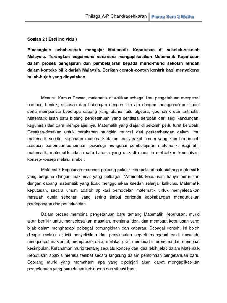 Matematik Keputusan Esei Pdf