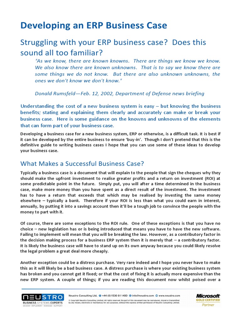 Developing An ERP Business Case | PDF | Electronic Data Interchange