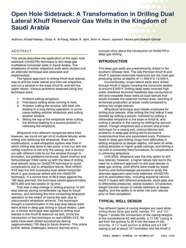 Open Hole Side Tracking | PDF | Casing (Borehole) | Oil Well