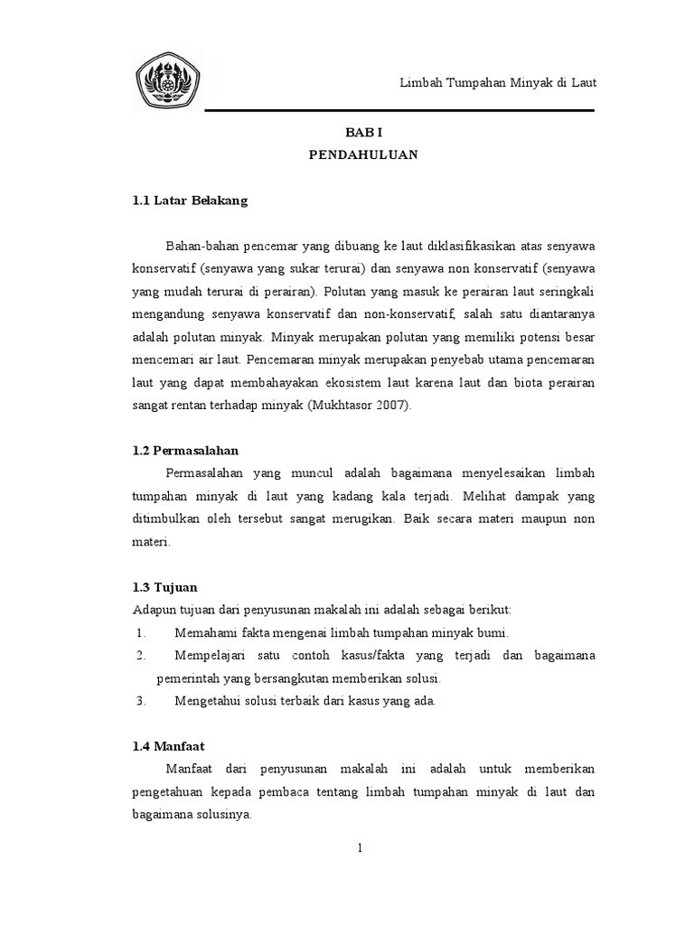 Makalah Limbah Tumpahan Minyak