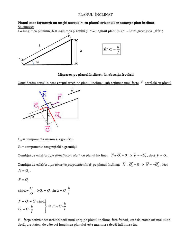 Planul Inclinat | PDF