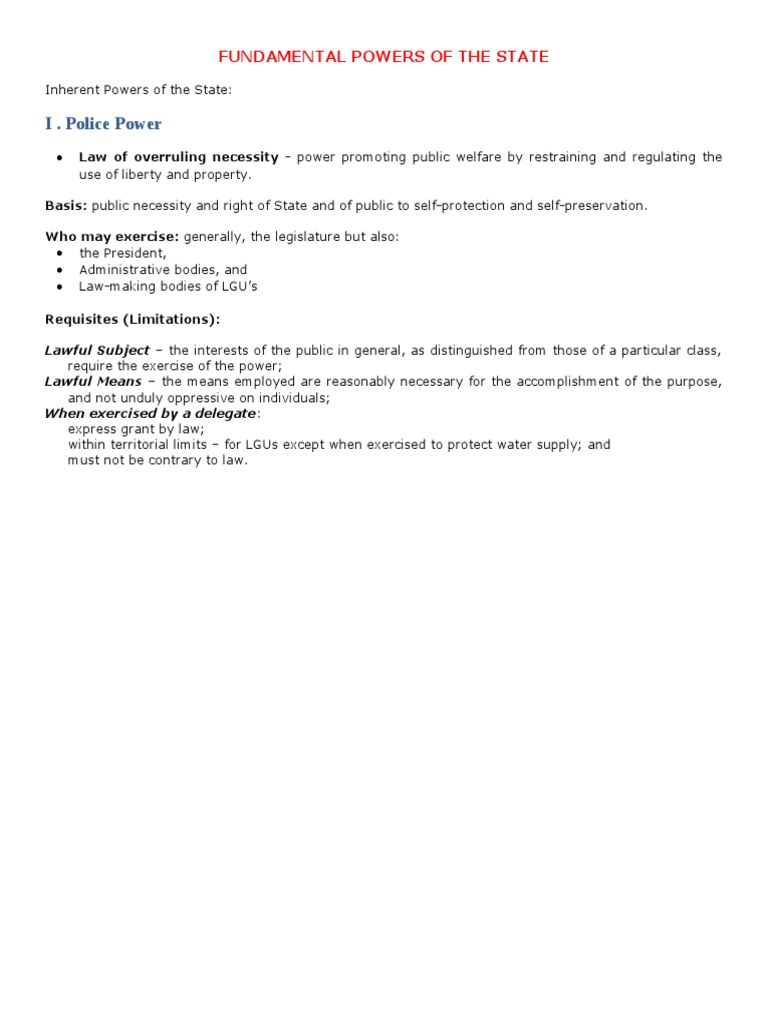 Inherent Powers of the State in the Philippines | PDF | Eminent Domain ...