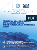 Pendidikan Nilai-Nilai Budaya Dan Karakter Bangsa Dalam Pembelajaran Matematika Di SMP