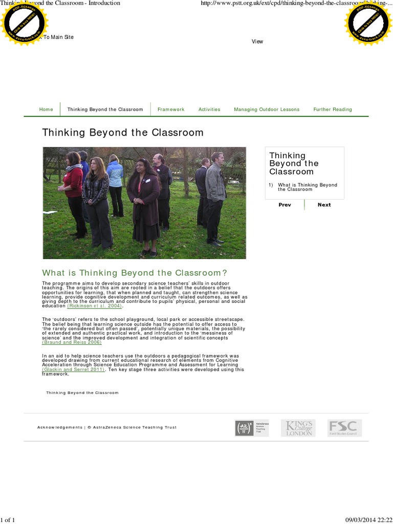 What Is Thinking Beyond The Classroom? | PDF