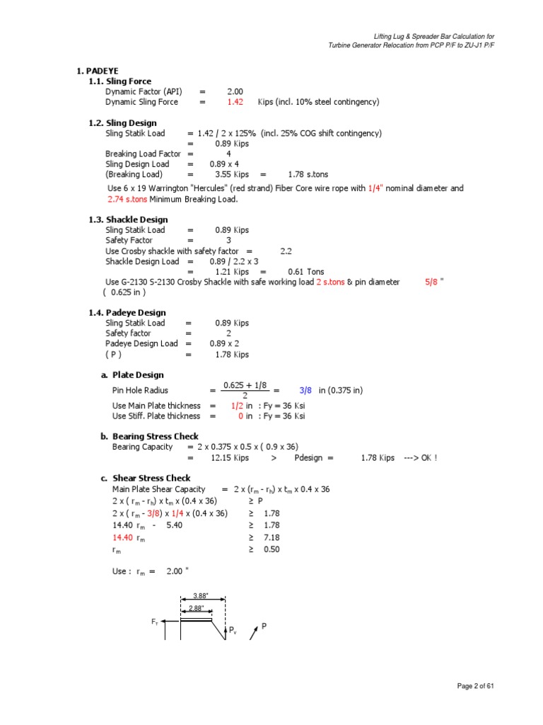 Calculation Padeye | PDF | Mechanical Engineering | Building Engineering