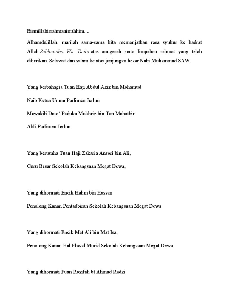 Teks Pengacara Majlis Bantuan Awal Persekolahan