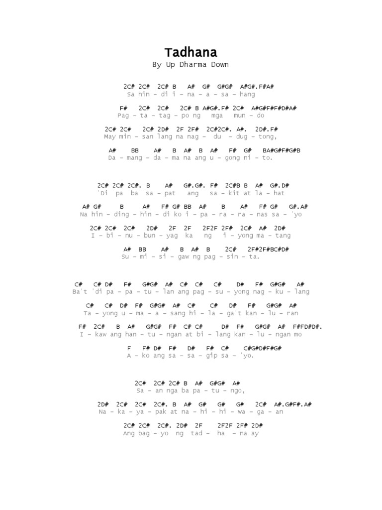 (Lyrics With Flute Notes) Tadhana by Up Dharma Down