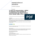 Le Plan de Communication Definir Et Organiser Votre Strategie de Communication de Thierry Libaert, Paris, Dunod, Review