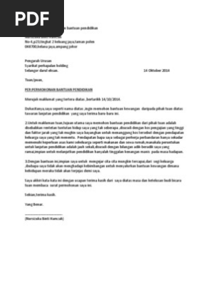 Contoh Surat Permohonan Bantuan Pendidikan Pdf