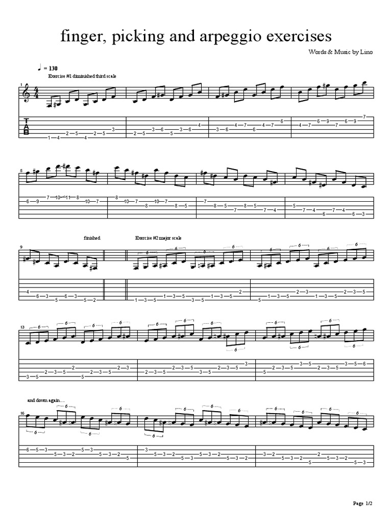 Guitar Advanced Technique Exercises Finger, Picking and Arpeggio