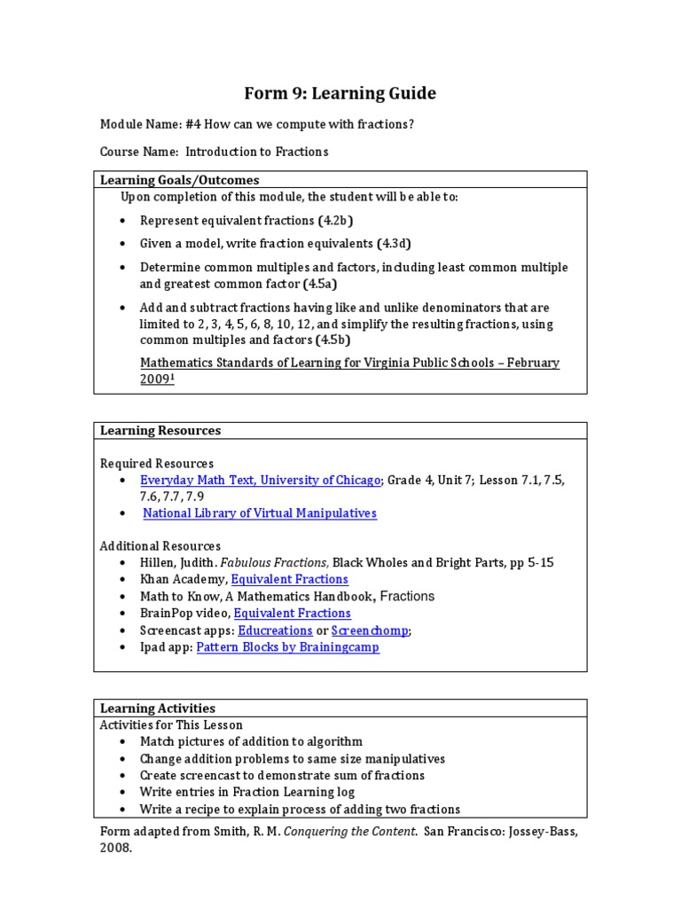 Form 9 Mod 4 Final | PDF | Fraction (Mathematics) | Teaching