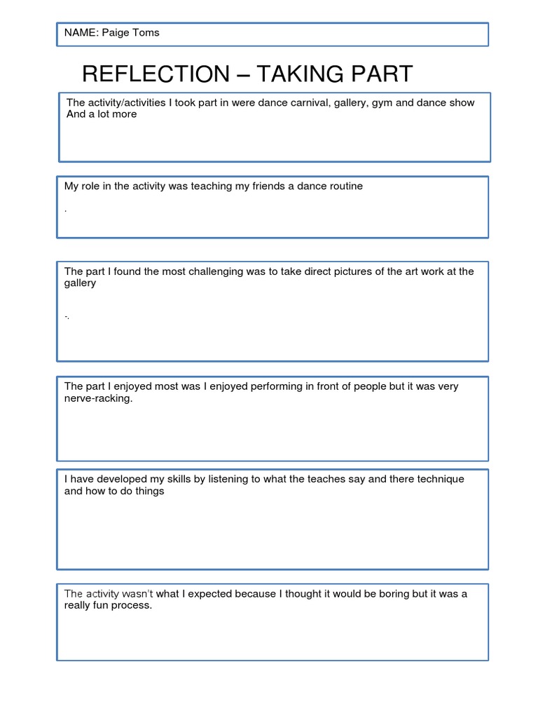 Dance and Art Reflection by Paige | PDF | Art