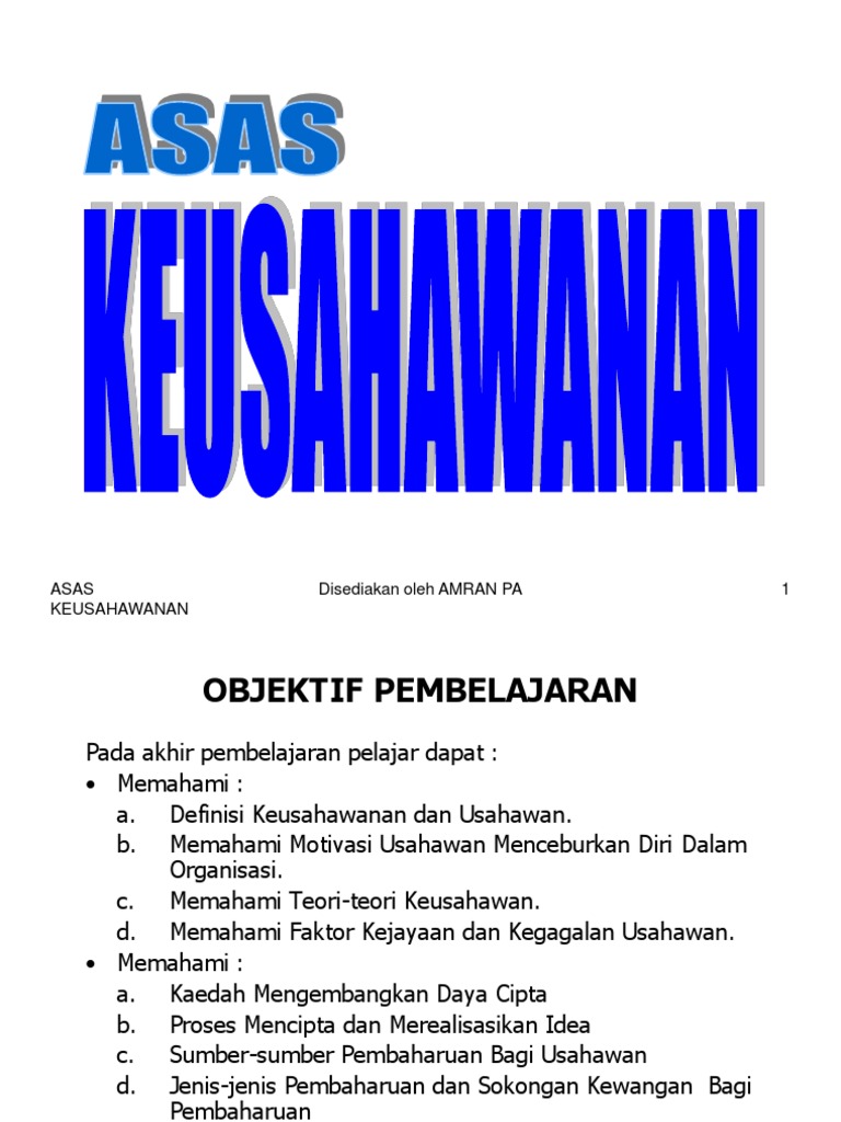 Asas Keusahawanan Updated 130207 Pdf