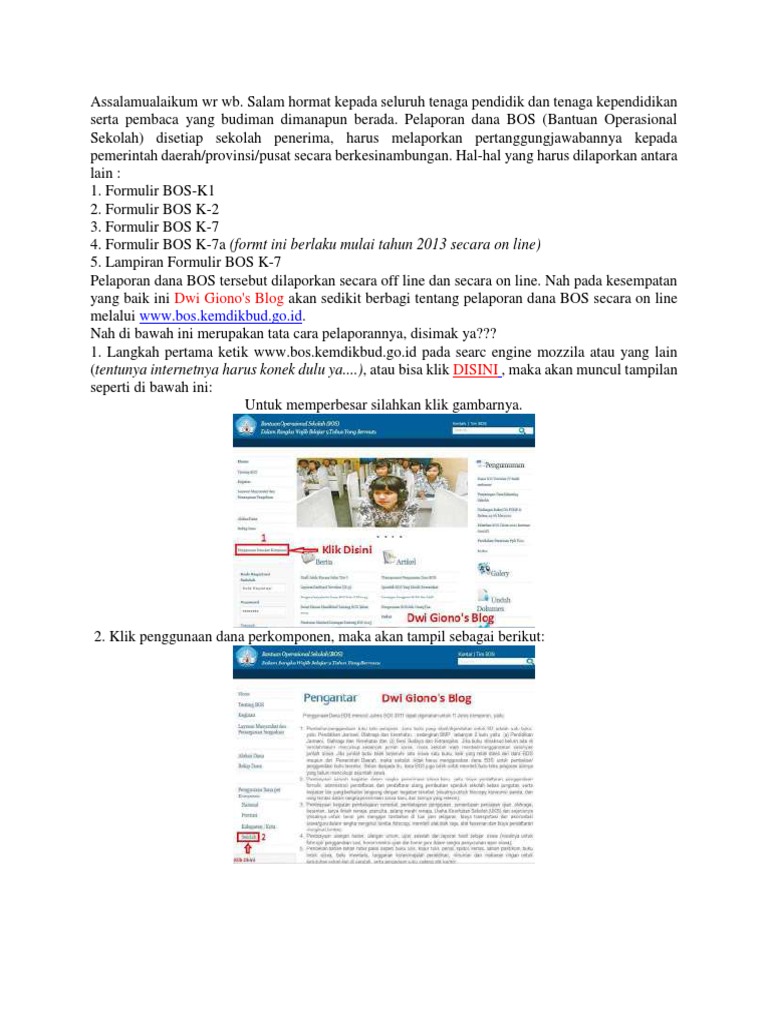 Cara Pelaporan Bos On Line Melalui WWW Bos.kemdikbud Go.id