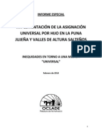 Implementación de La Asignación Universal Por Hijo en La Puna Jujeña y Valles de Altura Salteños - Oclade