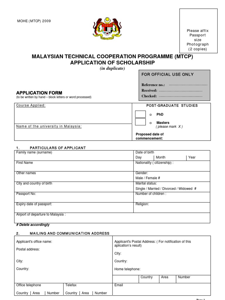 Mtcp Application Form Employment Government Information