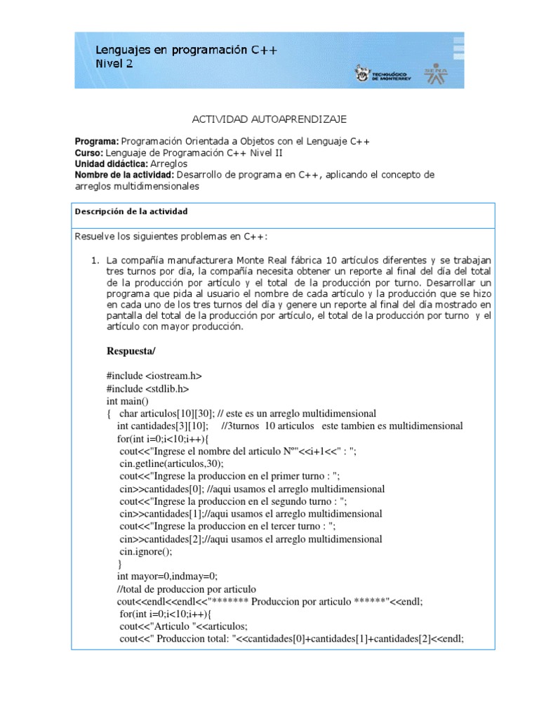 Actividad 2 Semana 3 | PDF | C ++ | Áreas de informática