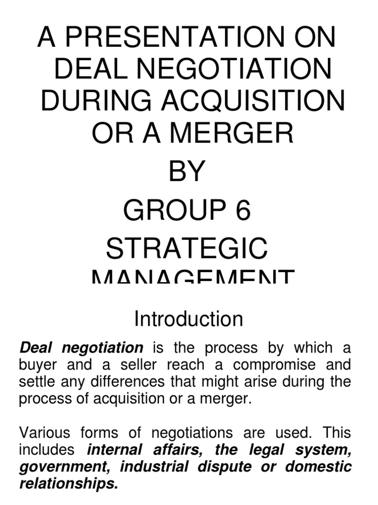 Presentation | PDF | Negotiation | Mergers And Acquisitions