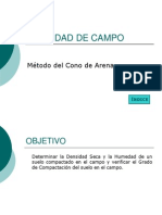 DENSIDAD DE CAMPO, MÉTODO DEL CONO DE ARENA