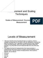 Measurement and Scaling Techniques: Scales of Measurement, Sources of Error in Measurement