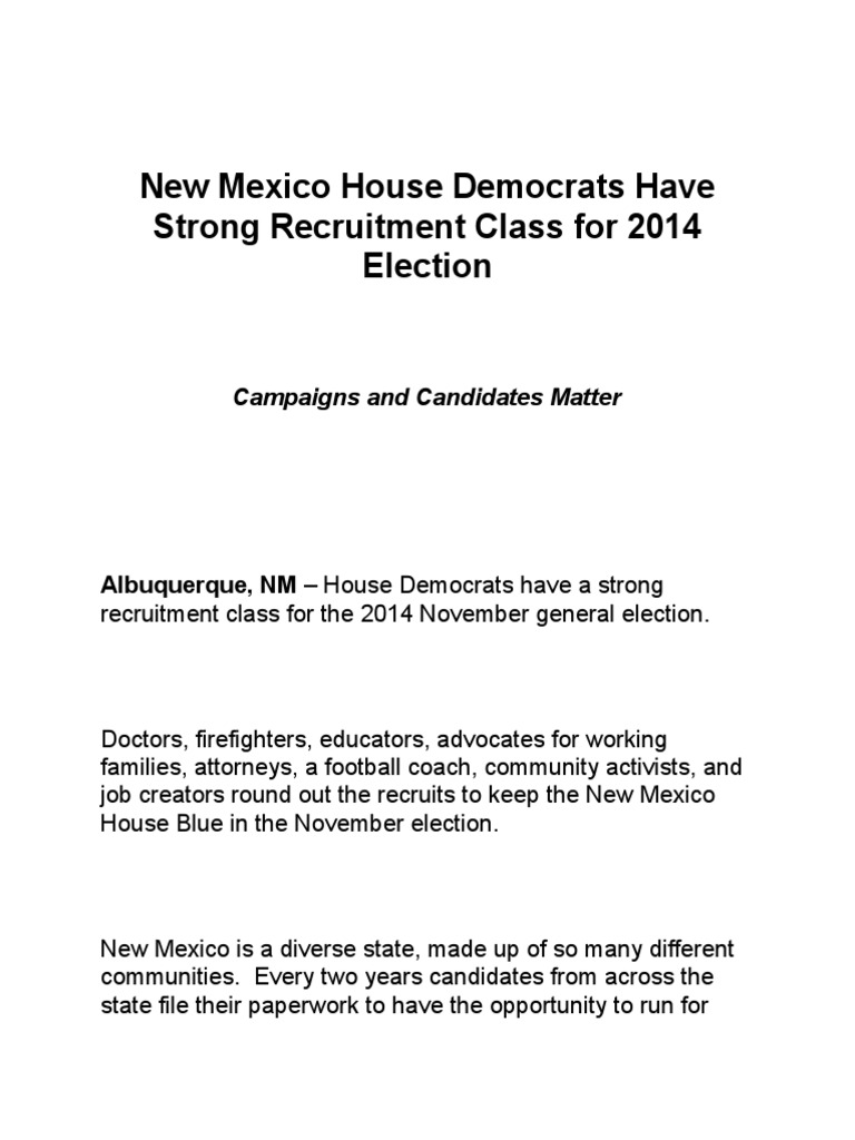 New Mexico House Democrats Have Strong Recruitment Class For 2014
