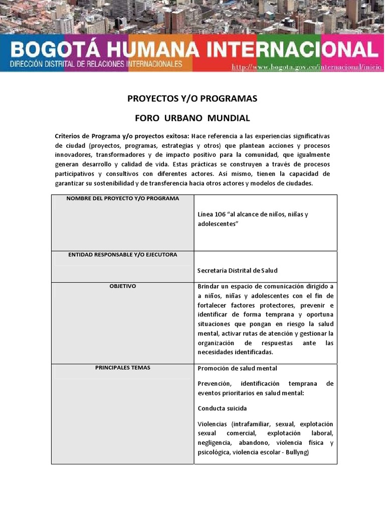 Línea 106: Apoyo a Niños y Adolescentes | PDF | Salud mental | Embarazo ...